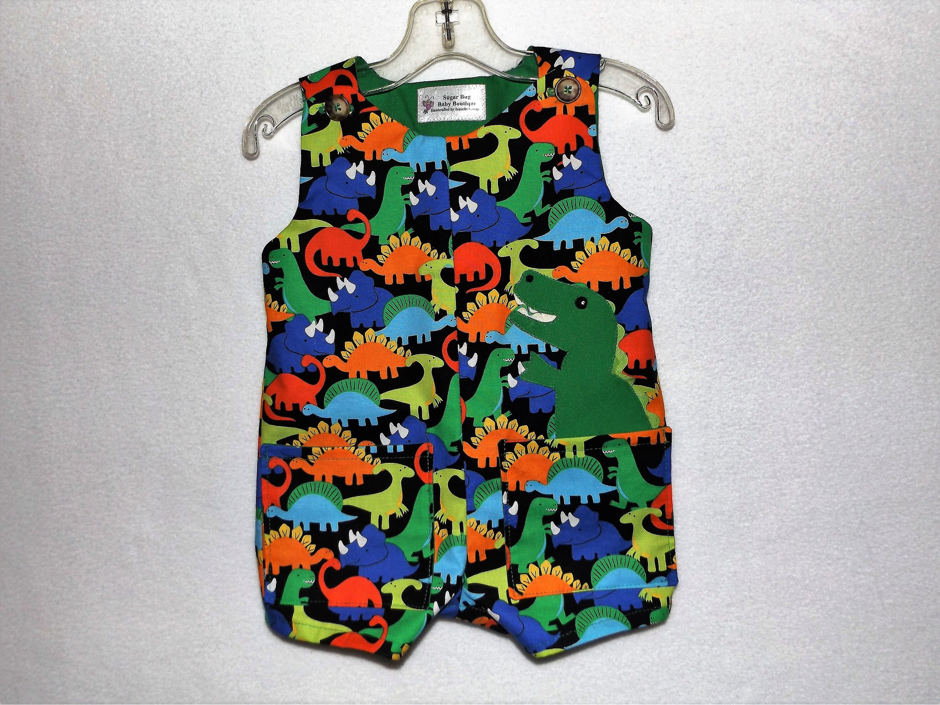 Dinosaur Appliqued Sun Suit/ Jon-Jon/ Shortall/Romper on | Etsy