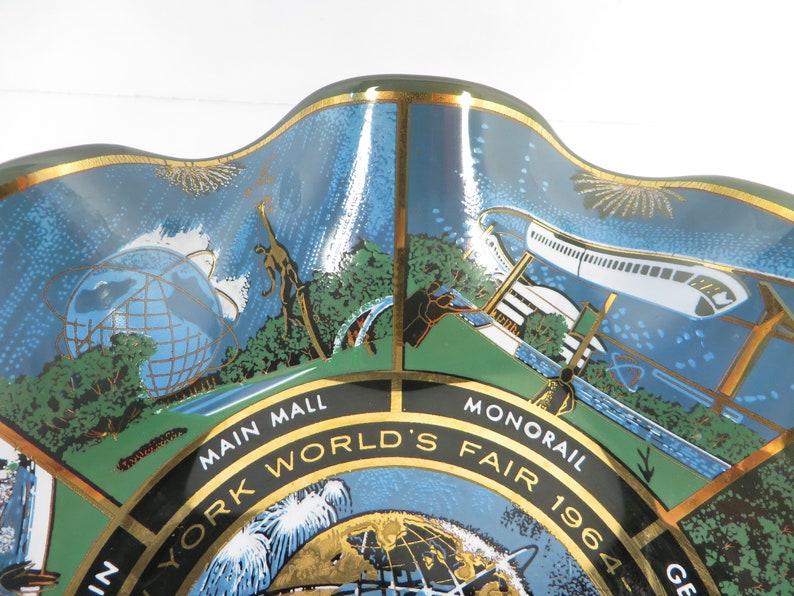 Vintage New York Worlds Fair 1964-1965 Glass Souvenir Dish image 3