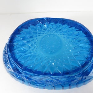 Vintage L.E. Smith Hobstar Turquoise Glass Bon Bon Candy Dish image 7