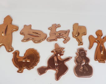 Vintage Holiday Cookie Cooky Cutters - Copper Holiday Cookie Cutters