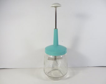 Vintage Federal Glass Turquoise Food Nut Chopper - Federal Housewares Food Chopper