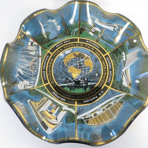 Vintage New York Worlds Fair 1964-1965 Glass Souvenir Dish image 1