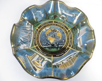 Vintage New York Worlds Fair 1964-1965 Glass Souvenir Dish