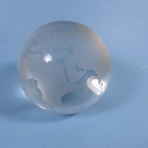 Vintage Glass World Globe Paperweight - World Globe Paperweight