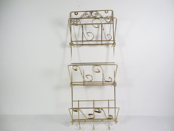 vintage brass wall letter mail and key rack wall rack key holder hooks letter and key holder