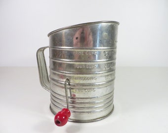 Mid Century Red Handled Bromwell Flour Sifter