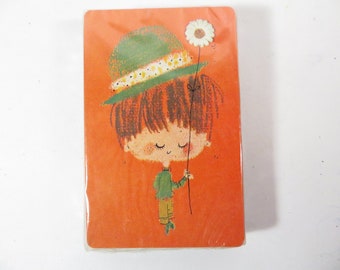 Vintage Stardust Mod Playing Cards - Deck of Orange Daisy Boy Playing Cards