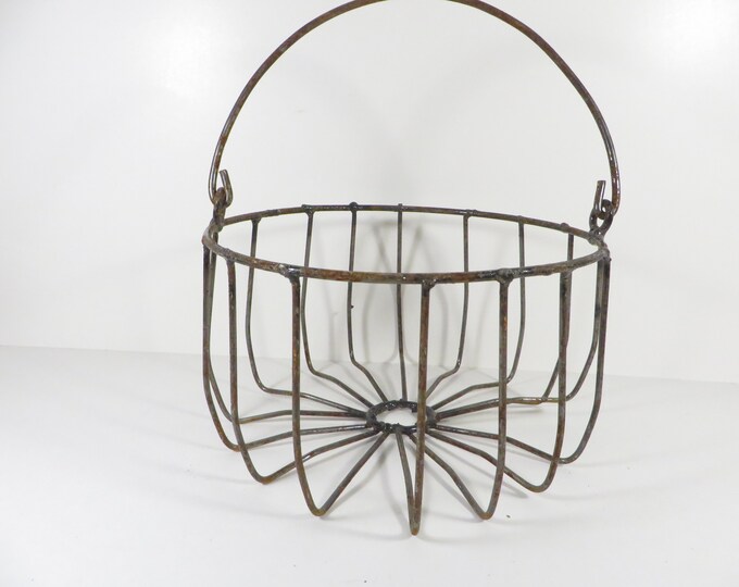 Vintage Wire Egg Basket Small Metal Wire Egg Farm Basket Etsy