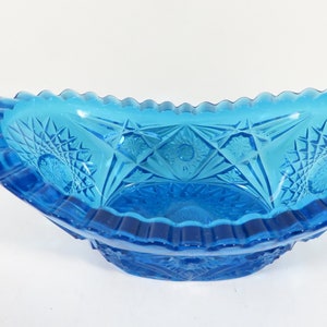 Vintage L.E. Smith Hobstar Turquoise Glass Bon Bon Candy Dish image 2