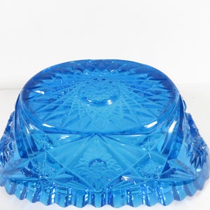 Vintage L.E. Smith Hobstar Turquoise Glass Bon Bon Candy Dish image 5