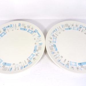 Vintage Atomic Blue Heaven Plates - Set of 2 Blue Heaven Dinner Plates