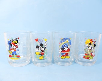 Vintage Mickey Mouse Commerative Glass Tumblers - McDonalds Disney Glass Tumblers