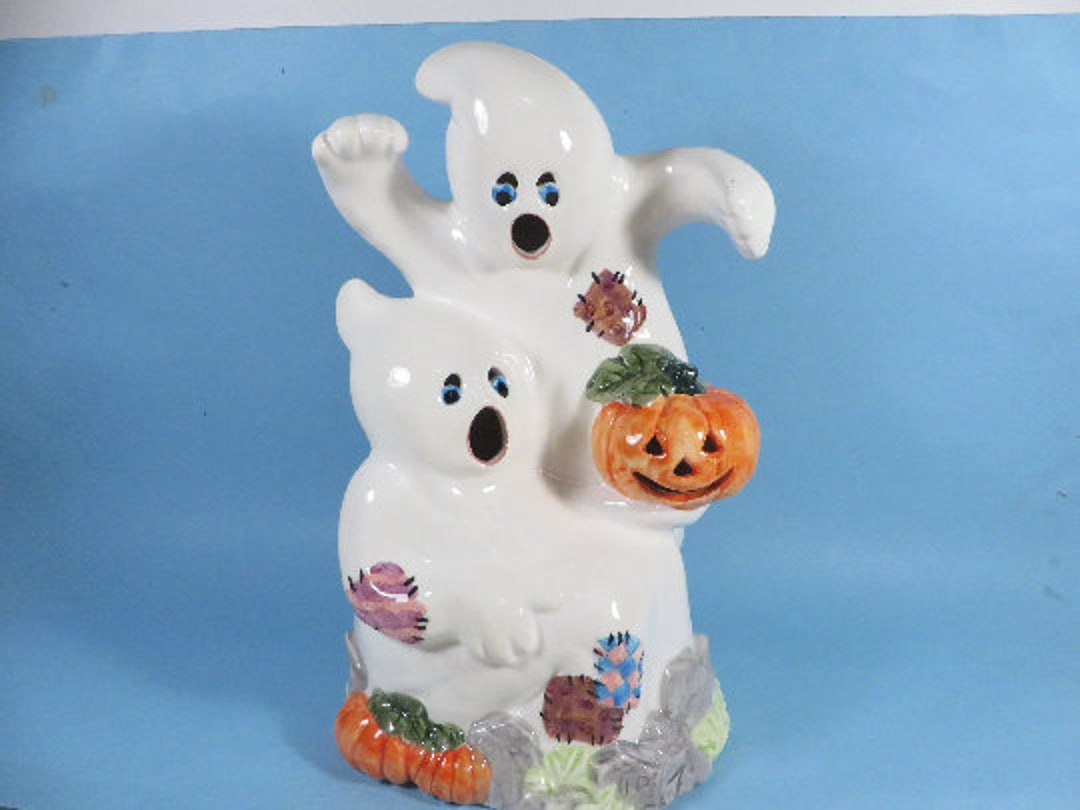 Vintage Halloween Ceramic Ghost Jack O Lantern - Ceramic Lighted ...