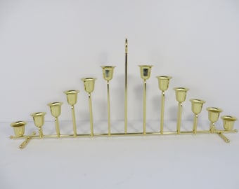 Vintage Brass Metal Candle Holder - Vintage Long Brass Mantle Candelabra