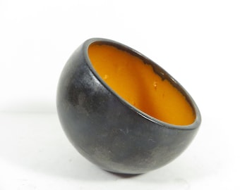 Vintage Orange and Black Circular Globe Candy Dish Bowl