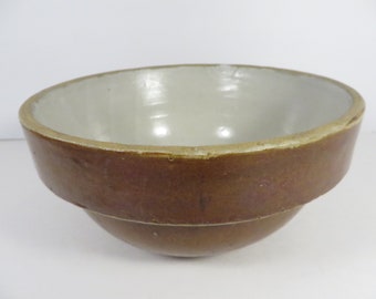 Vintage Brown Crock Stoneware Mixing Bowl - 1 Pint Brown Crock Mixing Bowl