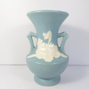 Mid Century Weller Pottery Blue Blossom Flower Vase