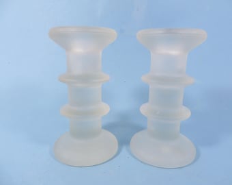 Vintage Frosted Glass Candle Holders - Frosted White Glass Candle Holders