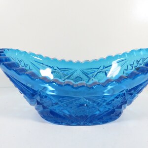 Vintage L.E. Smith Hobstar Turquoise Glass Bon Bon Candy Dish image 1