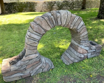 Hand Carved Concrete Moon Gate Planter