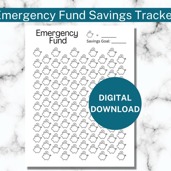 Emergency Fund Tracker | Savings Tracker | Emergency Fund | Money Saving Challenge Printable | Money Saving Tracker