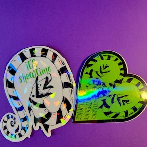 Its Showtime Holographic Sandworm Vinyl Waterproof Sticker Pack Beetlejuice Inspired Stickers for Tumblers, Cups,  FREE SHIPPING in US