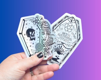 Pacote de adesivos de vinil para caixão holográfico assustador - decalques místicos para todas as suas coisas frete grátis nos EUA