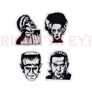 Classic Monsters Holographic Vinyl Sticker Pack Wolfman, Dracula, Bride, Monster for Laptops, tumblers, cups, waterproof FREE SHIPPING in US