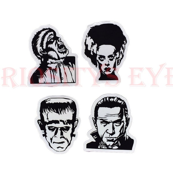 Classic Monsters Holographic Vinyl Sticker Pack: Wolfman, Dracula, The Bride, The Monster FREE SHIPPING