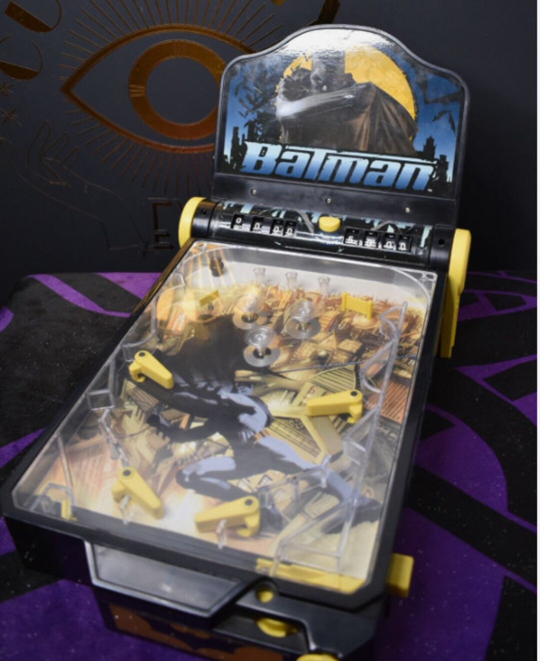 Vintage Batman Begins Tabletop Pinball Machine Arcade Game 2004 DC ...