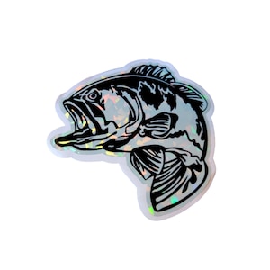 2 Large Mouth Bass Waterproof Holographic Vinyl Decal Sticker Pack FREE SHIPPING