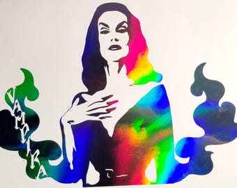 Adesivo de vinil holográfico Lady Vamp para carros, caminhões ou laptops