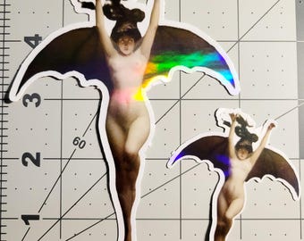 A Mulher-Morcego, Adesivos de Vinil Holográficos Recortados à Prova d'Água, Pintura Clássica de Albert Joseph Penot - FRETE GRÁTIS