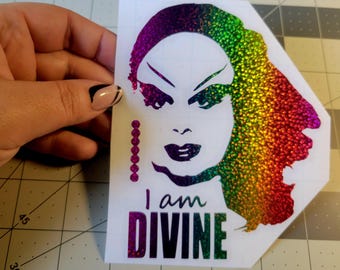 ADESIVO DE VINIL - Adesivo de vinil I Am Divine para laptops, janelas de carro, copos, garrafas de água, copos, etc. Frete GRÁTIS!!
