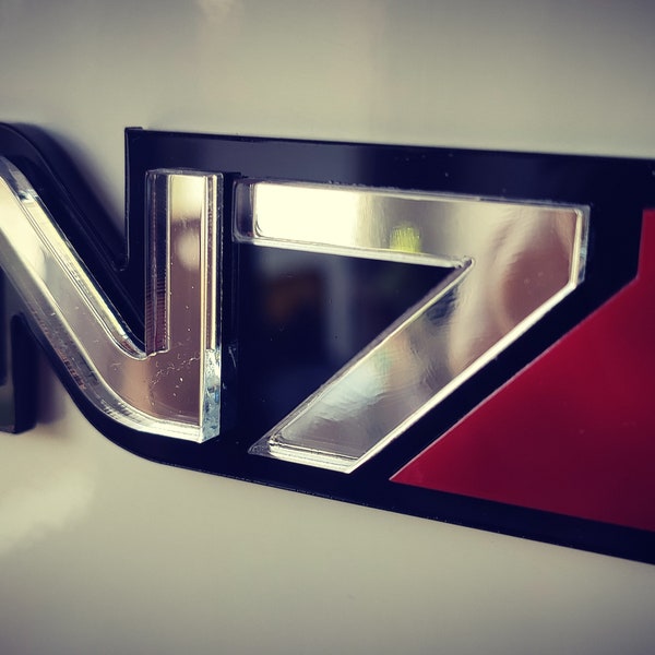 Car Badge Magnetic removable N7 Mass Effect // unique item N7 logotype // silver mirror acrylic letters