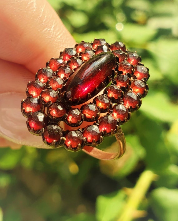 Victorian Bohemian Garnet Rose Cut Cabochon Large 