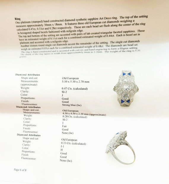 1920s Huge Platinum Diamond Art Deco Ring with Ap… - image 9