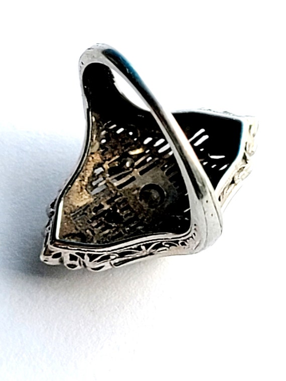 Art Deco 18K Diamond Stoplight Filigree Engagement St… Gem