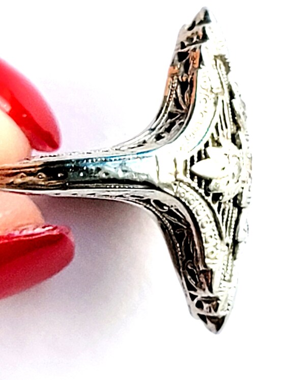 Art Deco 18K Diamond Stoplight Filigree Engagement St… Gem