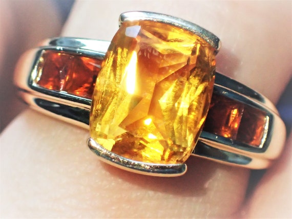 Anillo de mujer 585 Gold dorado 1 granate rojo goldring granate amarillo anillo de oro