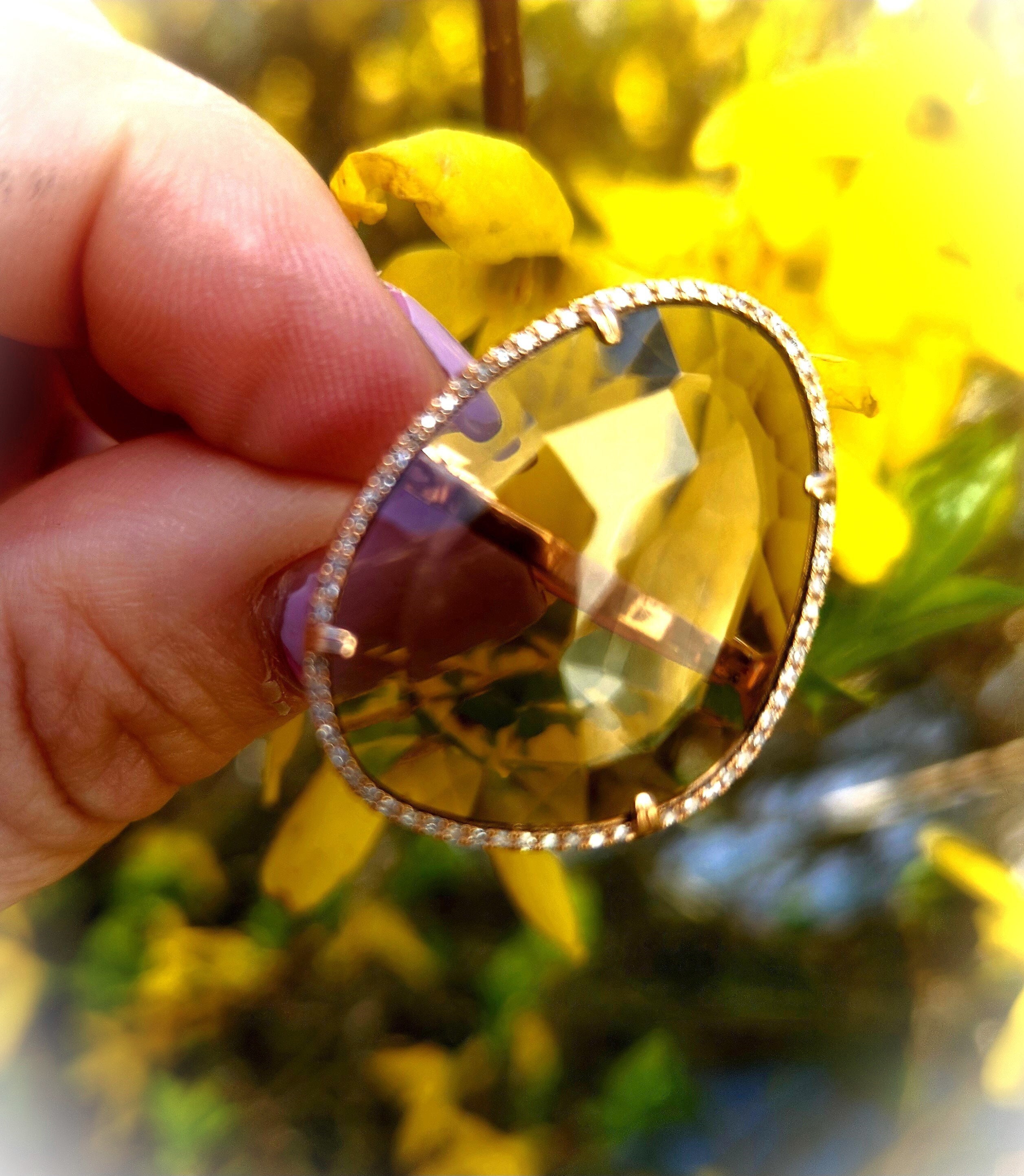 New Old Stock 16ct Champagne Quartz Diamond 14K Rose Gold New Old Stock 16ct Champagne Quartz Diamond 14K Rose Gold
