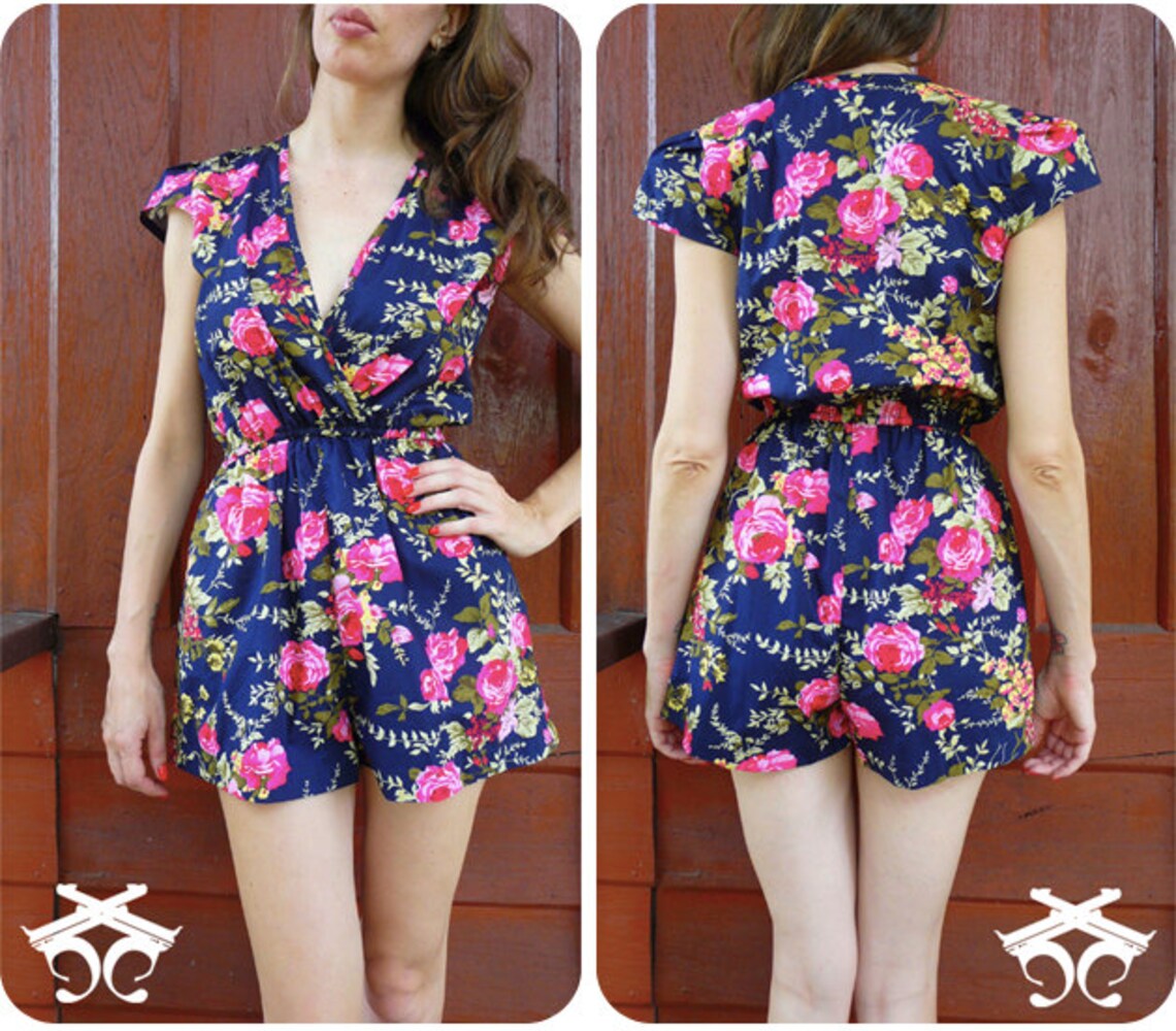 Desert Rose Playsuit // Floral Print Jumpsuit Floral Romper Etsy