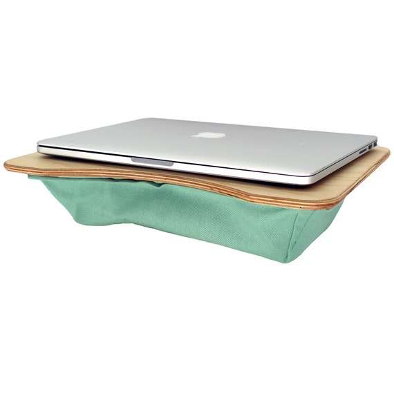 Support pc portable ou mac en bois et tissu, Coussin ordinateur, plateau de  lecture, support d'écriture canapé, télétravail Laptopper Lagoon -   France