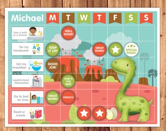 Chore Chart, Reward Chart or Routine Chart + Chores, Behavior & Routine Cards · Dinosaur Theme · Printable Files