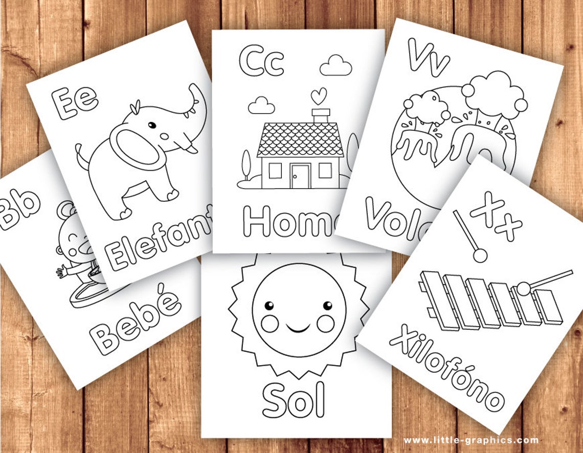 Printable Spanish Alphabet Coloring Pages Etsy