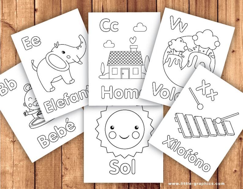 Printable Spanish Alphabet Coloring Pages - Etsy