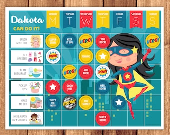 Chore Chart or Reward Chart · Superhero Theme · Printable Files