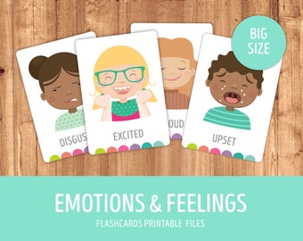 Printable Emotions and Expressions Faces Flashcards / How do you feel? / Emotional development / Emotion Flashcards / DIY Download File