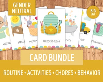 Chore Cards + Routine Cards + Activity Cards + Behavior Cards Bundle