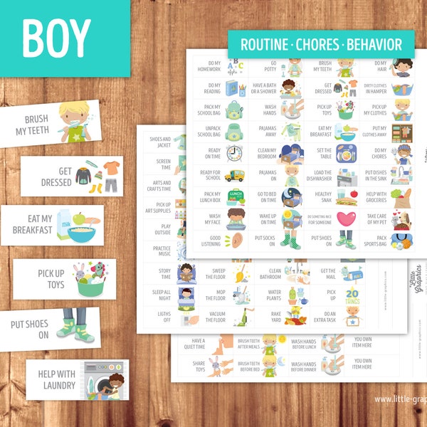 Boy Chore Cards + Routine Cards + Behavior Cards